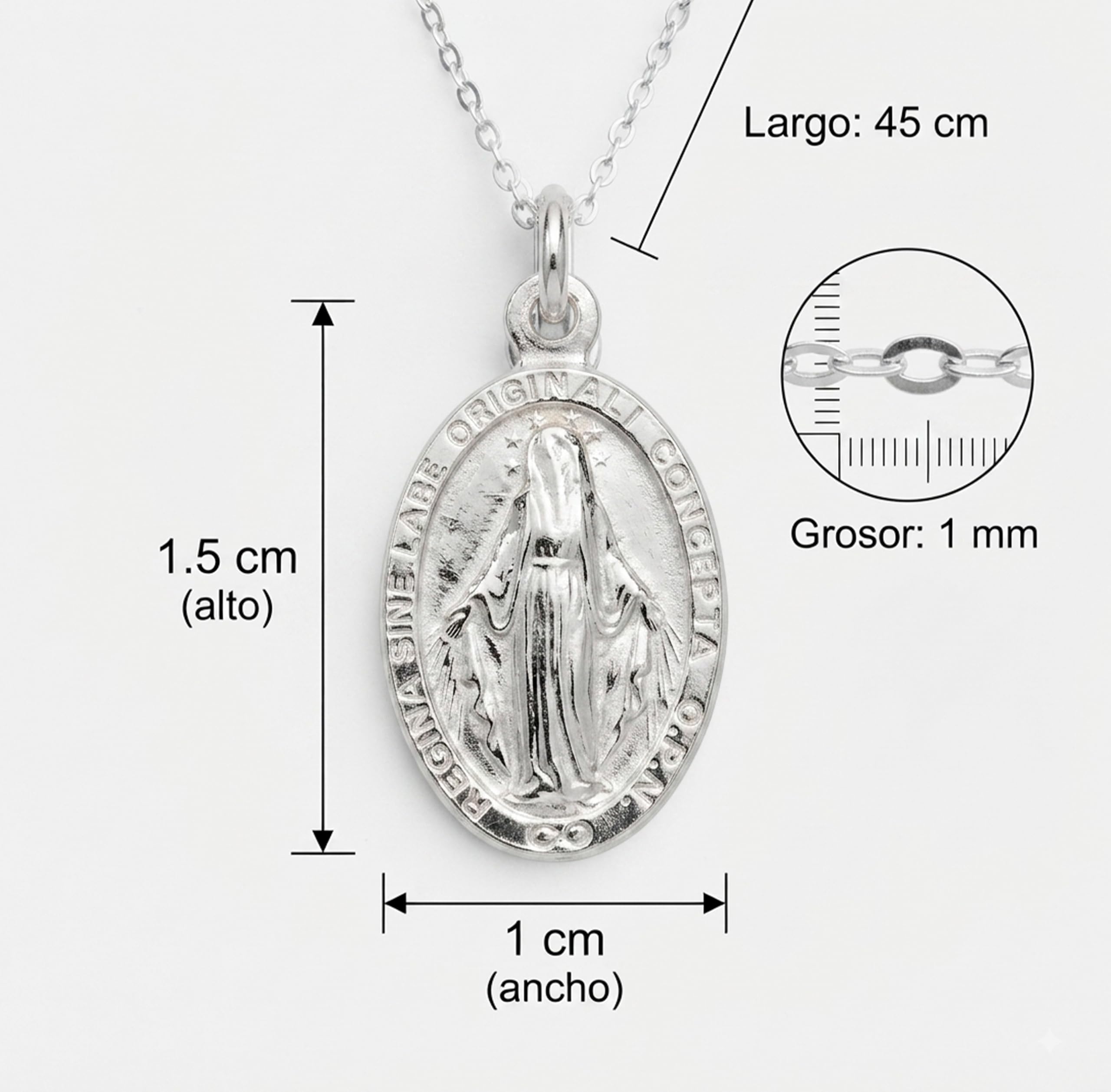 Only faith Collana con medaglia miracolosa, in argento Sterling 925, catena