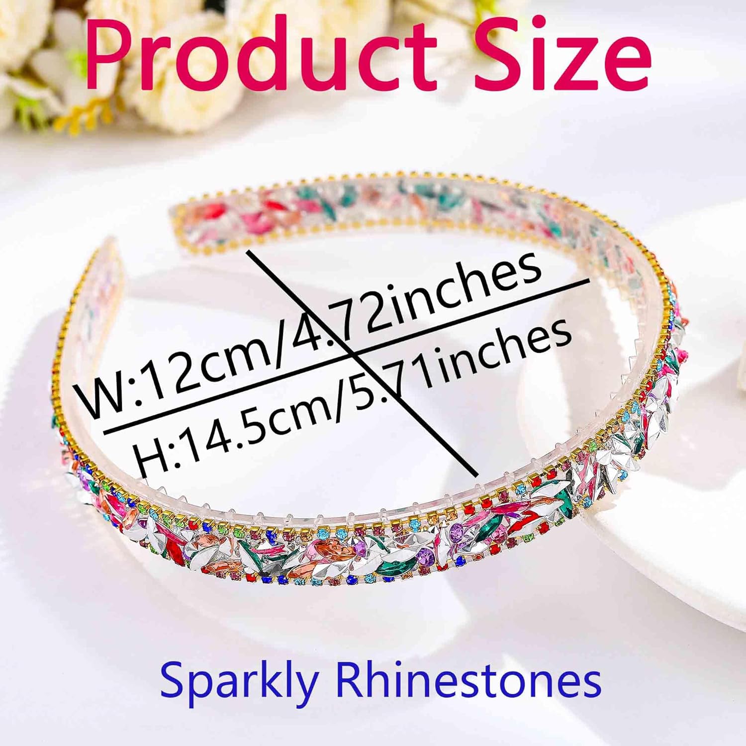 Rhinestones Thin Headband Colorful Crystal Hairbands Sparkle Diamonds Head Bands for Women - Image 5