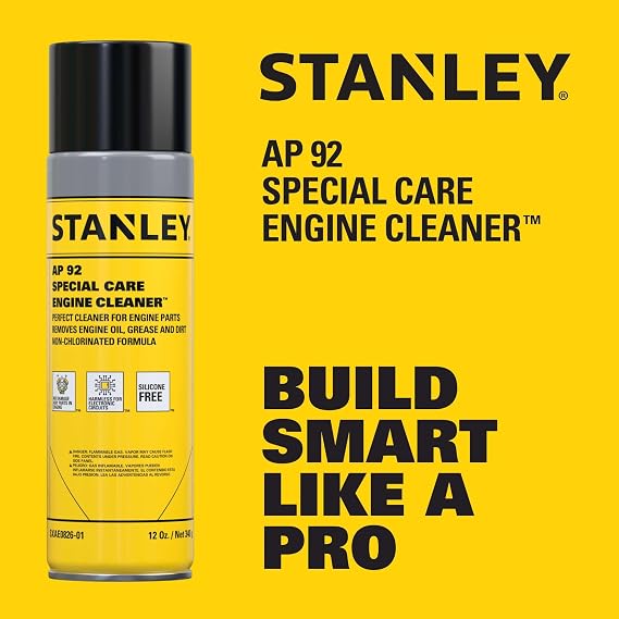 STANLEY AP 92 Engine Cleaner Spray - 12x12 Fl. oz., Automotive Degreaser Spray,Use for Tight Spaces, Non-corrosive - 1 Pack