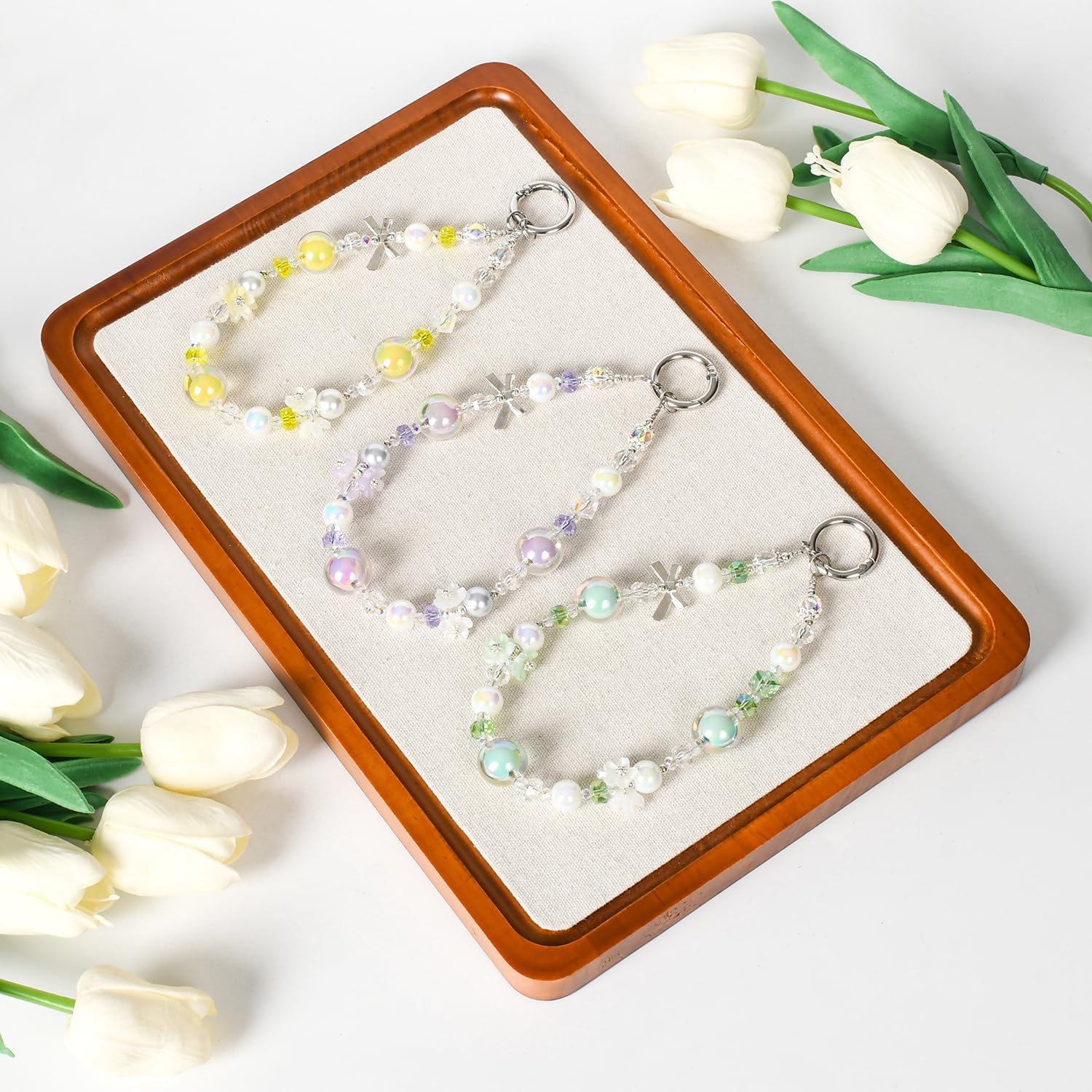 Handmade Flower & Butterfly Phone Wrist Strap Lanyard - Detachable Anti-Drop Strap with 2 Tether Tabs -Women's Gift - Image 3