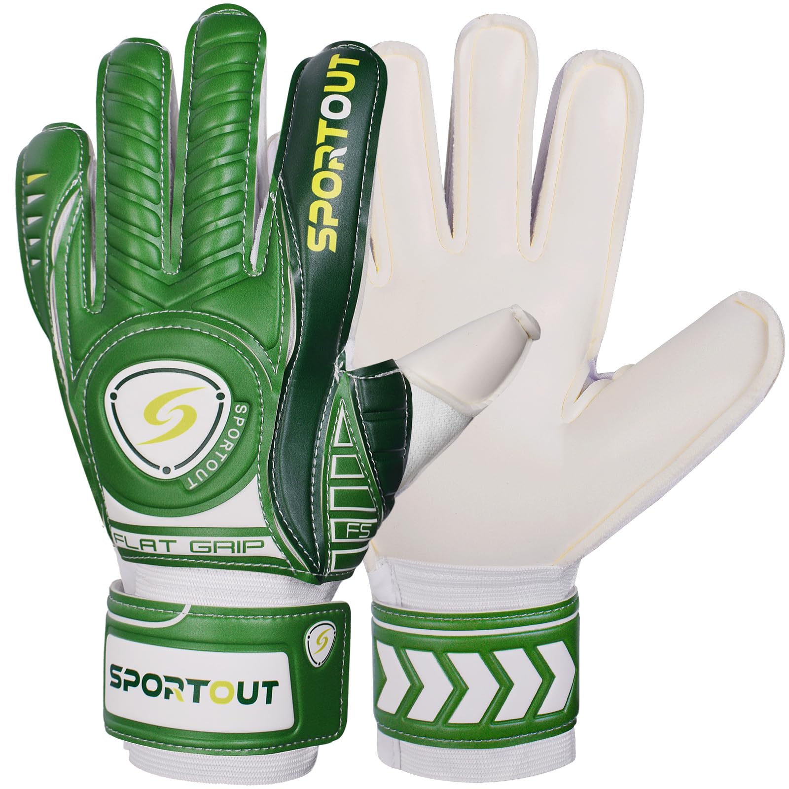 Sportout Goalkeeper Gloves with Fingersave, Breathable Soccer Goalie Gloves, 4mm Latex, for Kids, Youth and Adult