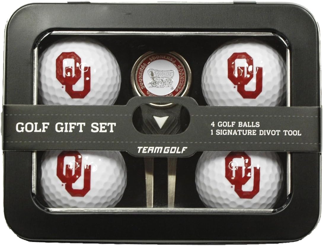 Team Golf NCAA Regulation Size Golf Balls (4 Count) & Divot Tool with Removable Double-Sided Magnetic Marker