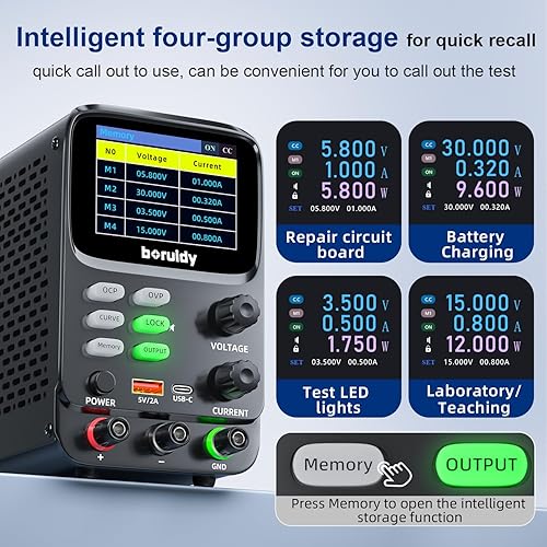 Miniatura 6 de Fuente de alimentación CC variable 30V 5A, pantalla LCD de 5 dígitos Pantalla de corriente milliamp Fuente de alimentación de banco de codificador
