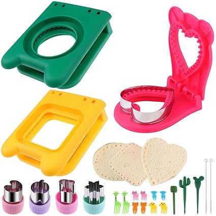 Xgood 22Pcs Sandwich Cutter and Sealer Set DIY Uncrustables Sandwiches Maker Sandwich Pocket Bread Mold Cucumber Cutter Cookie Cutter Cartoon Toast Cutting Mold for Lunchbox and Bento Box