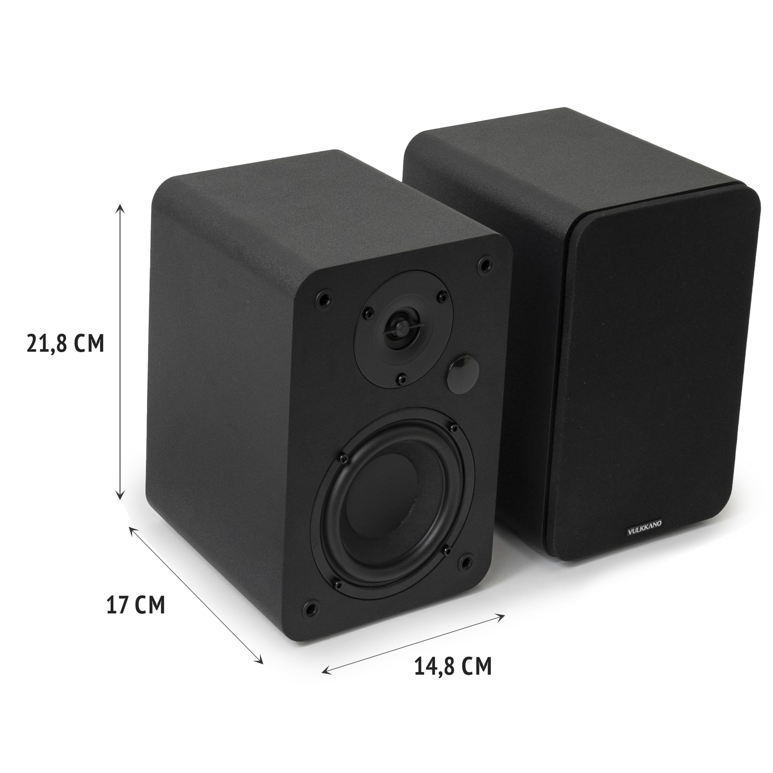 VULKKANO A4 Arc Enceintes Monitoring Active avec Woofer 4", Bluetooth 5.0, HDMI Arc, Optique, RCA, USB, Sortie Subwoofer, Haut Parleur de PC au Design Élégant, Couleur Noire