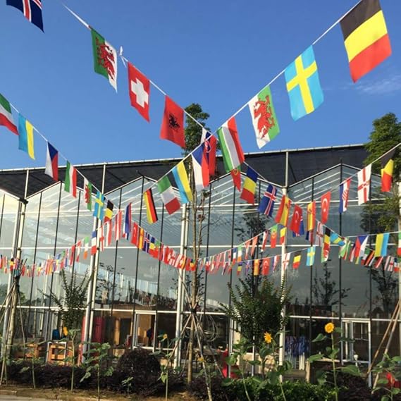 AMAPON 100 Countries Flags Banner, 82ft International Flags String, World Party Decoration, for Sports Clubs, Grand Opening, Restaurants, Bars etc.