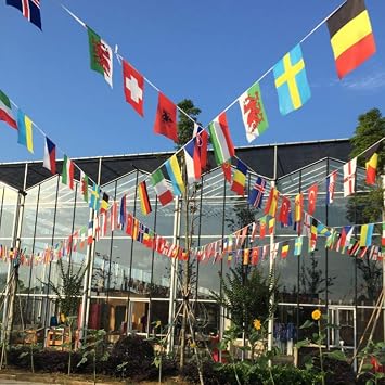 AMAPON 100 Countries Flags Banner, 82ft International Flags String, World Party Decoration, for Sports Clubs, Grand Opening, Restaurants, Bars etc.