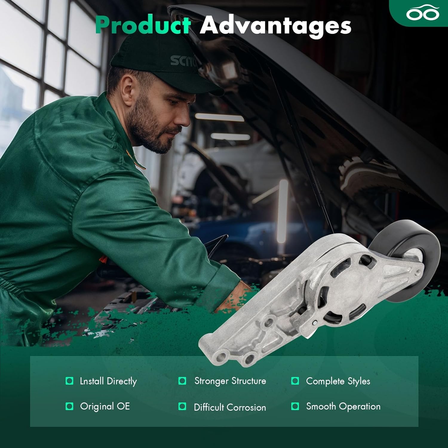 SCITOO Belt Tensioner with Pulley Fits 2002-2009 for Audi A4 2002-2009 for Audi A4 Quattro