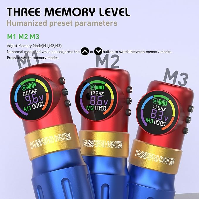 Kit Máquina Tatuar Pen Rotativa Wormhole con Pantalla LED y miniatura 7
