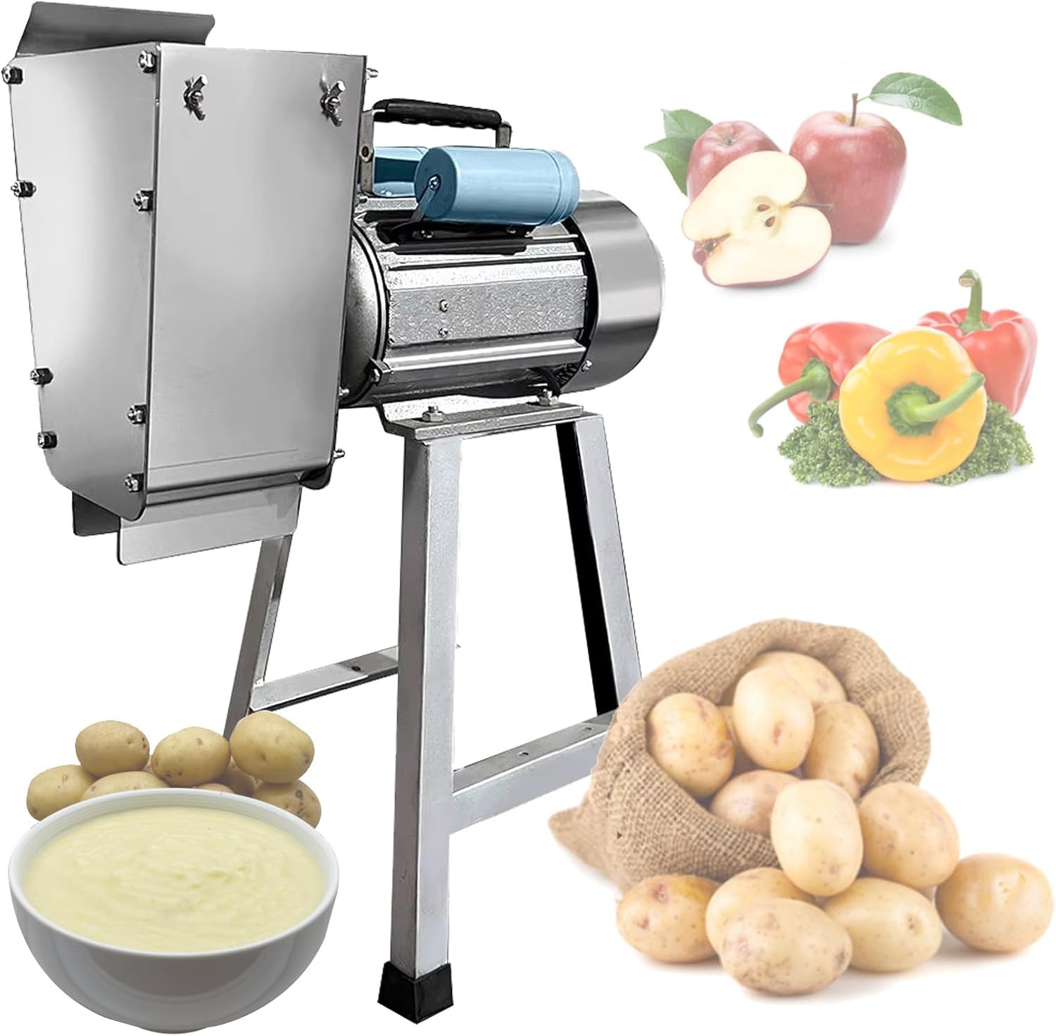 1100W Potato Masher Stainless Steel Potato Ricer Multifunctional Fruit Vegetable Masher for Smooth Fluffy Mashed Potatoes, 40-100KG/H Output and Time-Saving