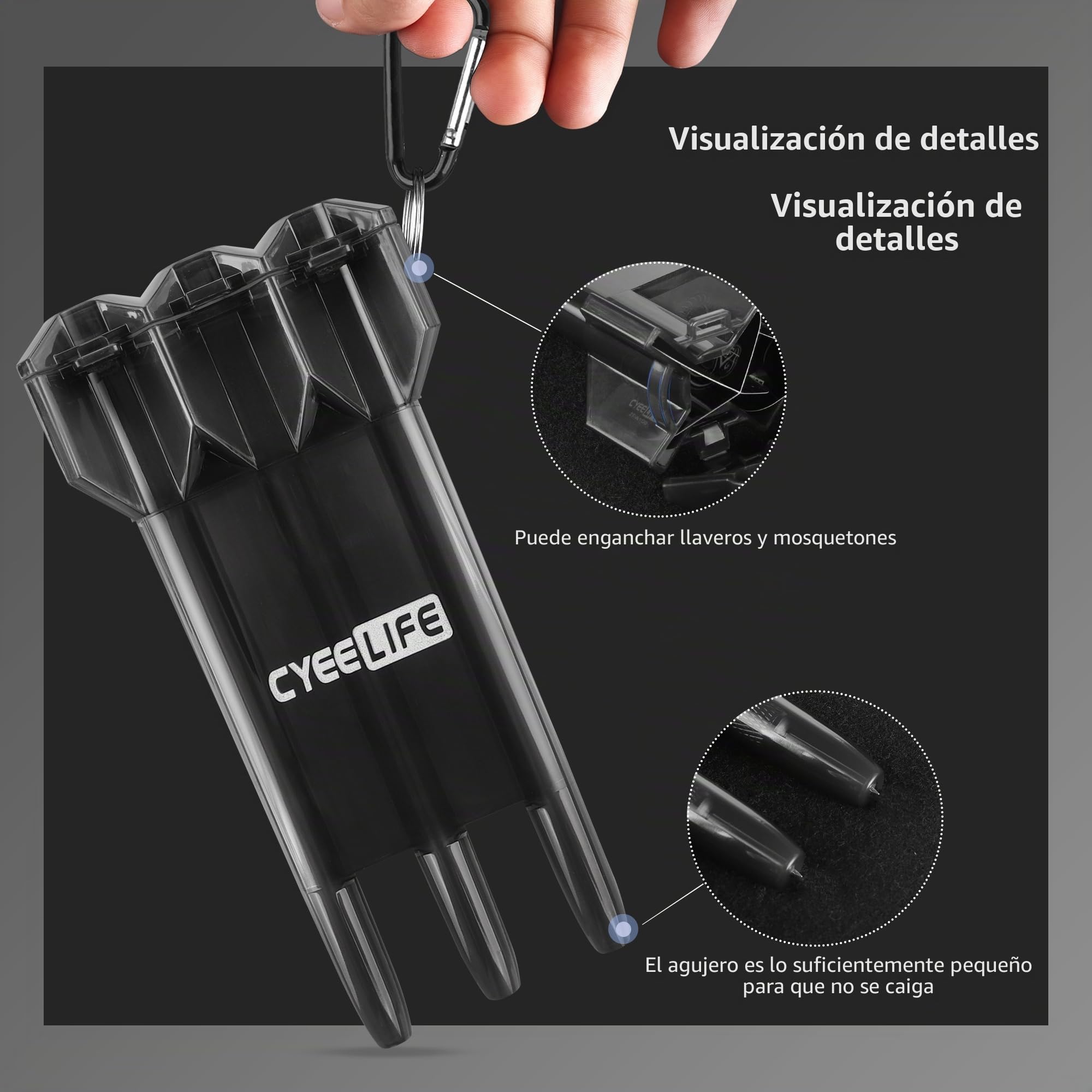 CyeeLife Funda de Transporte para Dardos, Ajustable, Caja de Almacenamiento Portátil con Cierre, Negro