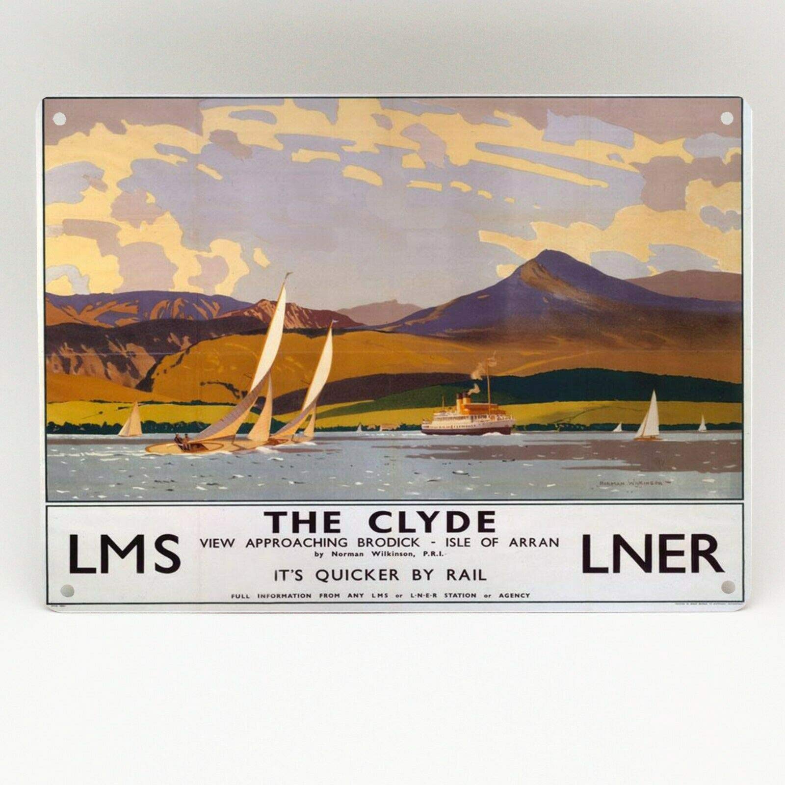 Biopracess Metalpostera29602 Clyde Lms Lner Railway Poster Metal Sign British Rail Travel Vintage Metal Tin Sign 8X12 Inches