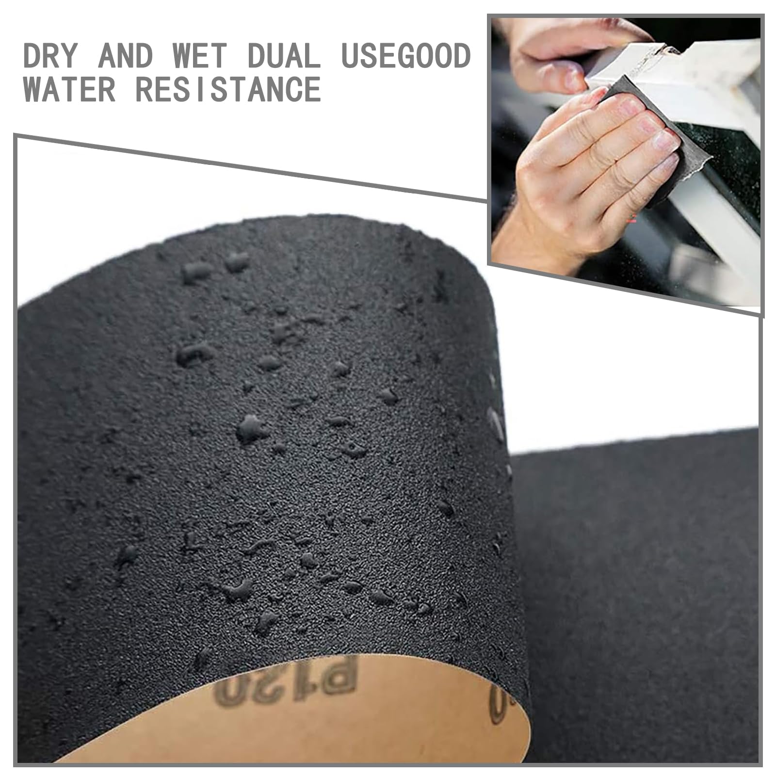 QGK Set di carta vetrata e spugna per la lavorazione del legno e dei mobili, 8 pezzi di grana fine 80#-1000# assortimento di fogli abrasivi 9x3,8 pollici, 1 pezzo 500#-600# spugna abrasiva