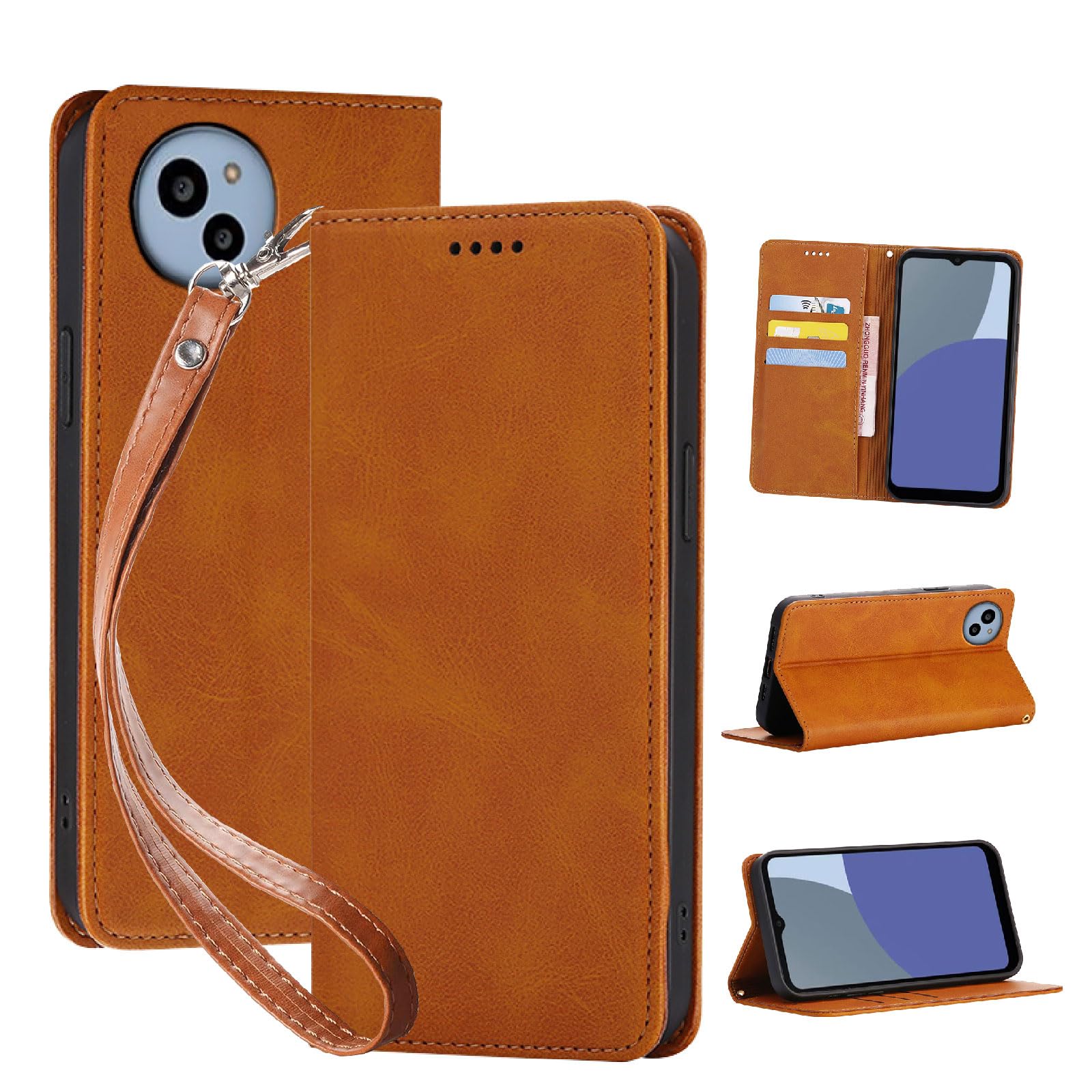 seninhi 対応 AQUOS wish5 用の ケース 手帳型 アクオスウィッシュ5 SH-52F スマホケース wish 5 携帯ケース 職人仕様 手縫い革ケース スタンド機能付き 財布型 360度保護 耐衝撃 カード収納 レザー 多機能 ベルトループ付き‌ おしゃれ 携帯カバー ライトブラウン XNWWISH5P