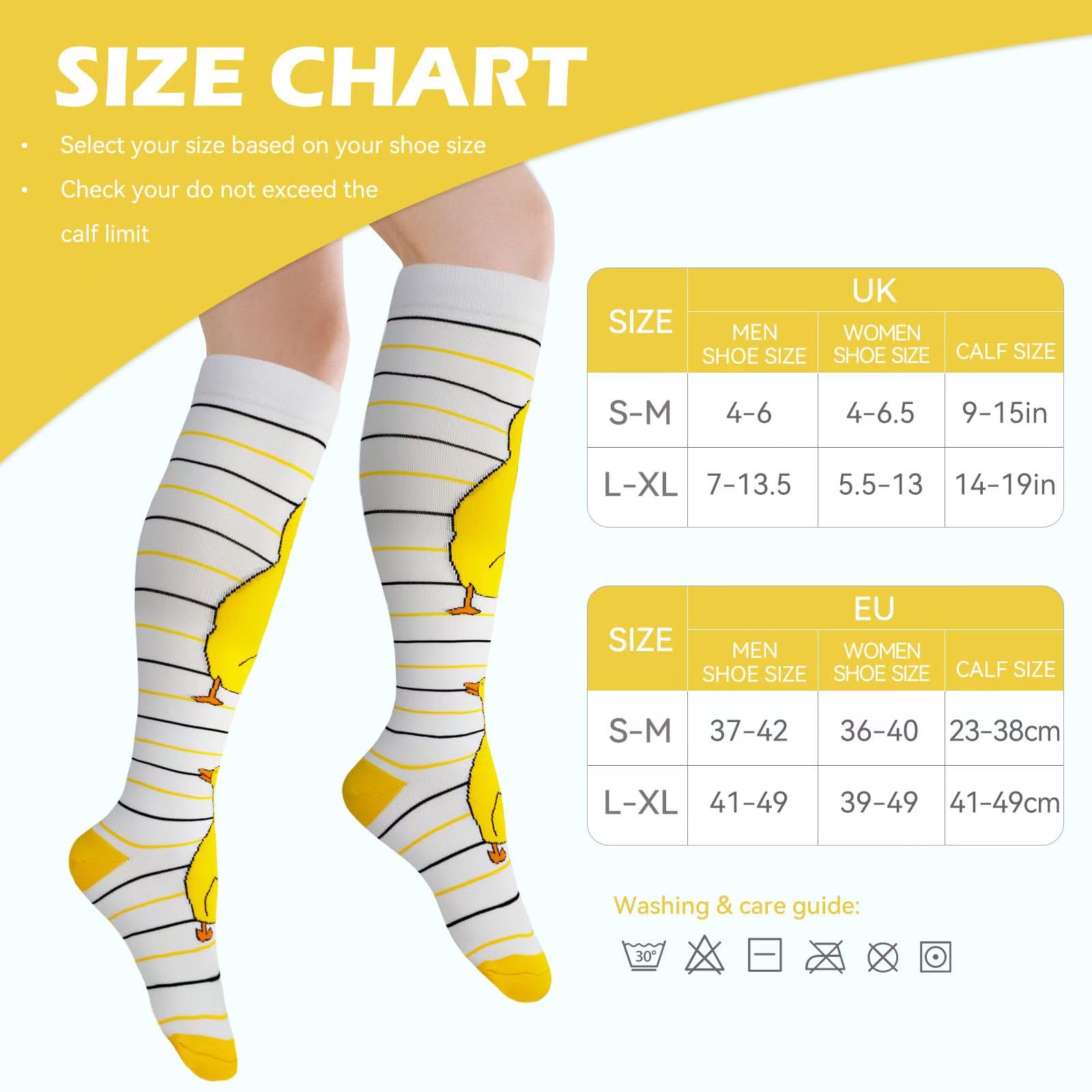 LEOSTEP Compression Socks for Women (3Pair) Knee High Support Stocking Ideal for Flight Sports, Travel, Little Duck, L-XL - Image 2