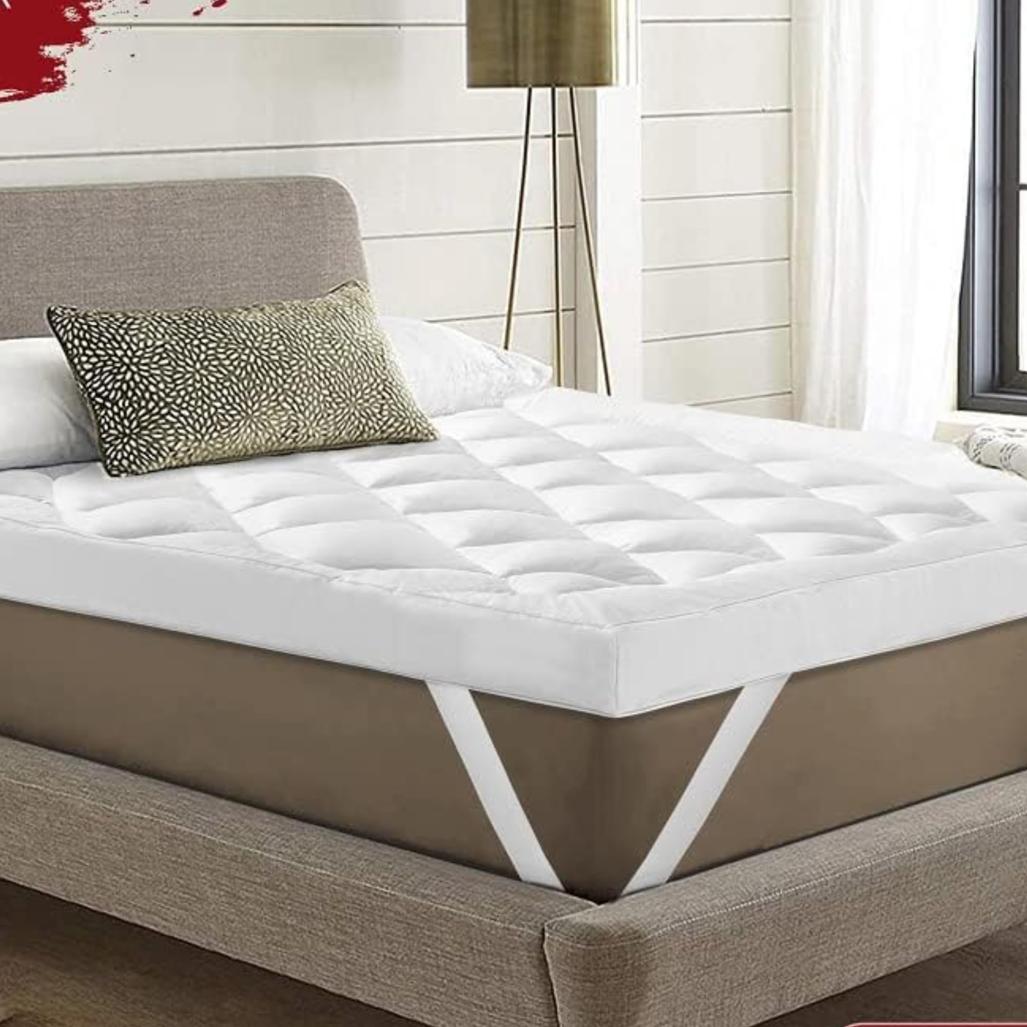 BELOFAY Mattress Topper Double Bed 4 Inches Thick - Soft & Fluffy Quilted Double Mattress Topper - Hypoallergenic Mattress Toppers with Elastic Straps Double (135 x 190 x 10)