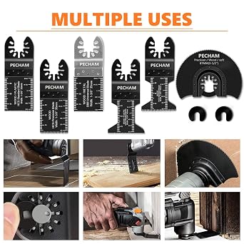 PECHAM 24PCS Universal Wood Metal Oscillating Multitool Quick Release Saw Blades Fit Porter Cable Black & Decker Rockwell Ridgid Ryobi Milwaukee Chicago