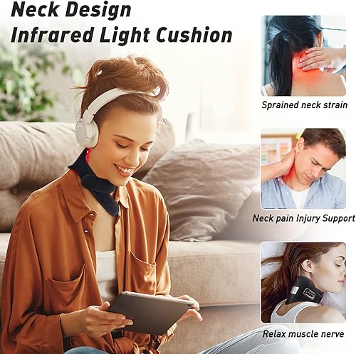 Miniatura 4 de Dispositivos de terapia de luz infrarroja y roja Alivio del dolor 850NM LED Dolor de cuello Fatiga Terapia de luz Almohadilla de urdimbre Uso en el