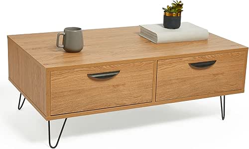 Vonhaus — Table Basse Capri —2 tiroirs coulissants — Poignées