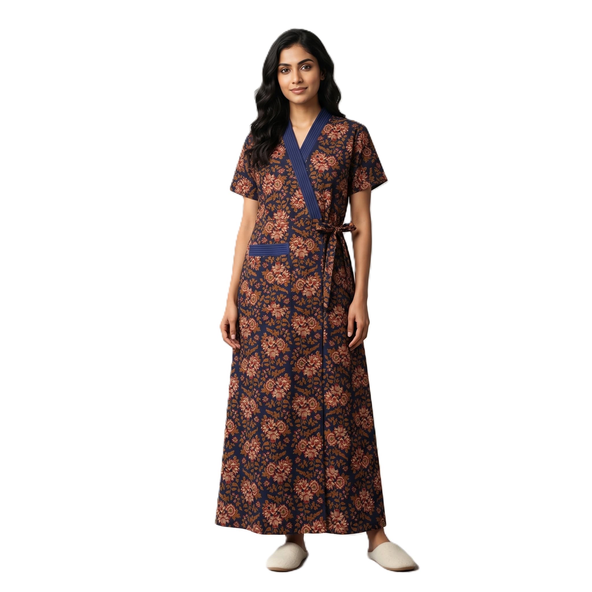 baby doll Premium Full Front Open Robe, 100% Pure Cotton Material Full Length Housecoat, Nightie, Nighty, Sleepwear, Nightwear, Night Gown for Women Ladies-picture-28