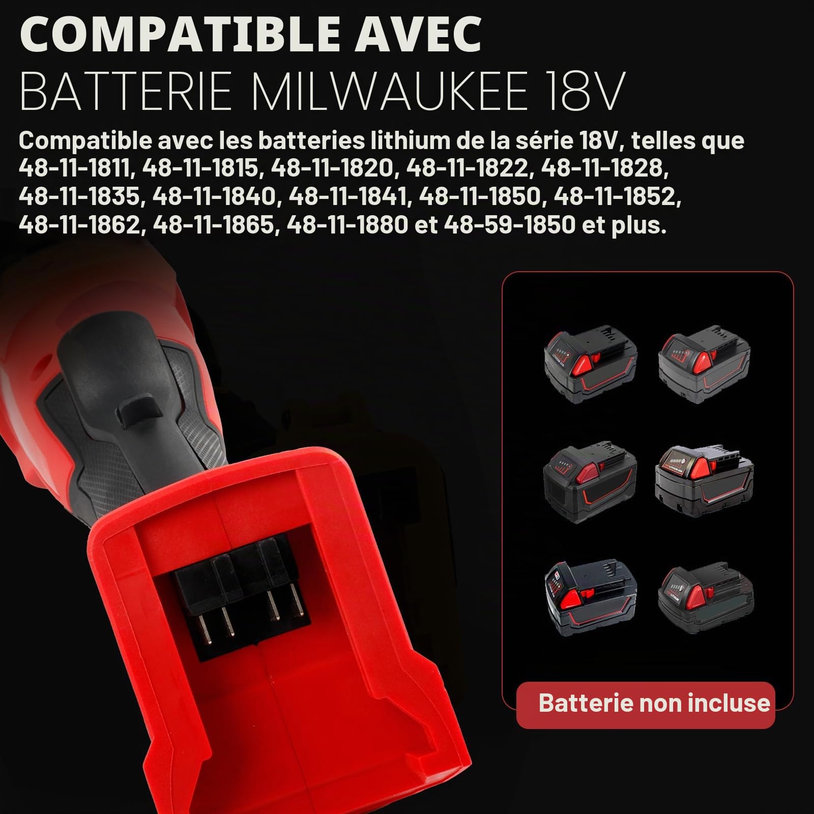 Meuleuse droite sans fil compatible avec batterie Milwaukee 18 V, 24 000 tr/min sans balais avec perceuse de 6 mm pour meulage, polissage, ébavurage (outil uniquement)