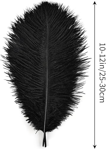 Miniatura 2 de THARAHT Plumas de avestruz negro, 24 piezas naturales a granel de 10-12 pulgadas 9.8 in-11.8 in para manualidades, bodas, fiestas, centros de mesa,