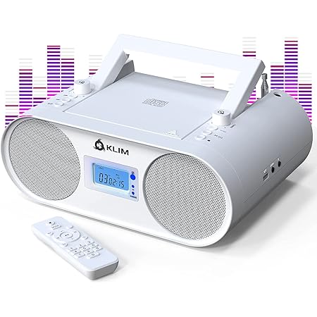 KLIM Boombox CD Radio, FM Radio, CD Drive Bluetooth, MP3, USB, AUX Rechargeable Batteries Included, Wired & Wireless Modes, Compact and Rugged, New Version 2022, Blue KLIM Boombox CD Radio, FM Radio, CD Drive Bluetooth, MP3, USB, AUX Rechargeable Batteries Included, Wired & Wireless Modes, Compact and Rugged, New Version 2022, Blue