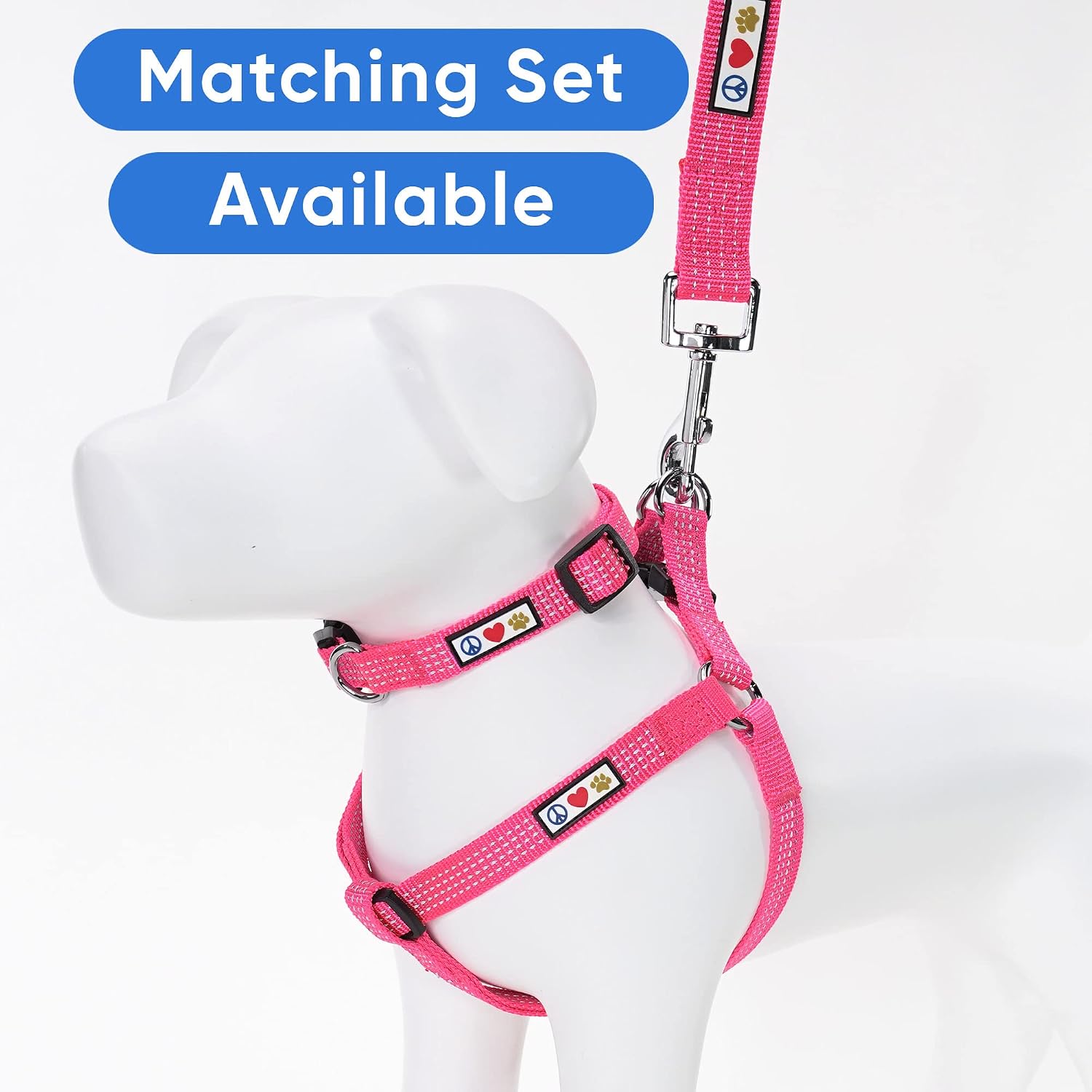 Pawtitas Reflective Dog Collar with Stitching Reflective Thread | Reflective Dog Collar with Buckle Adjustable and Better Training Great Collar for Small Dogs - Pink Collar