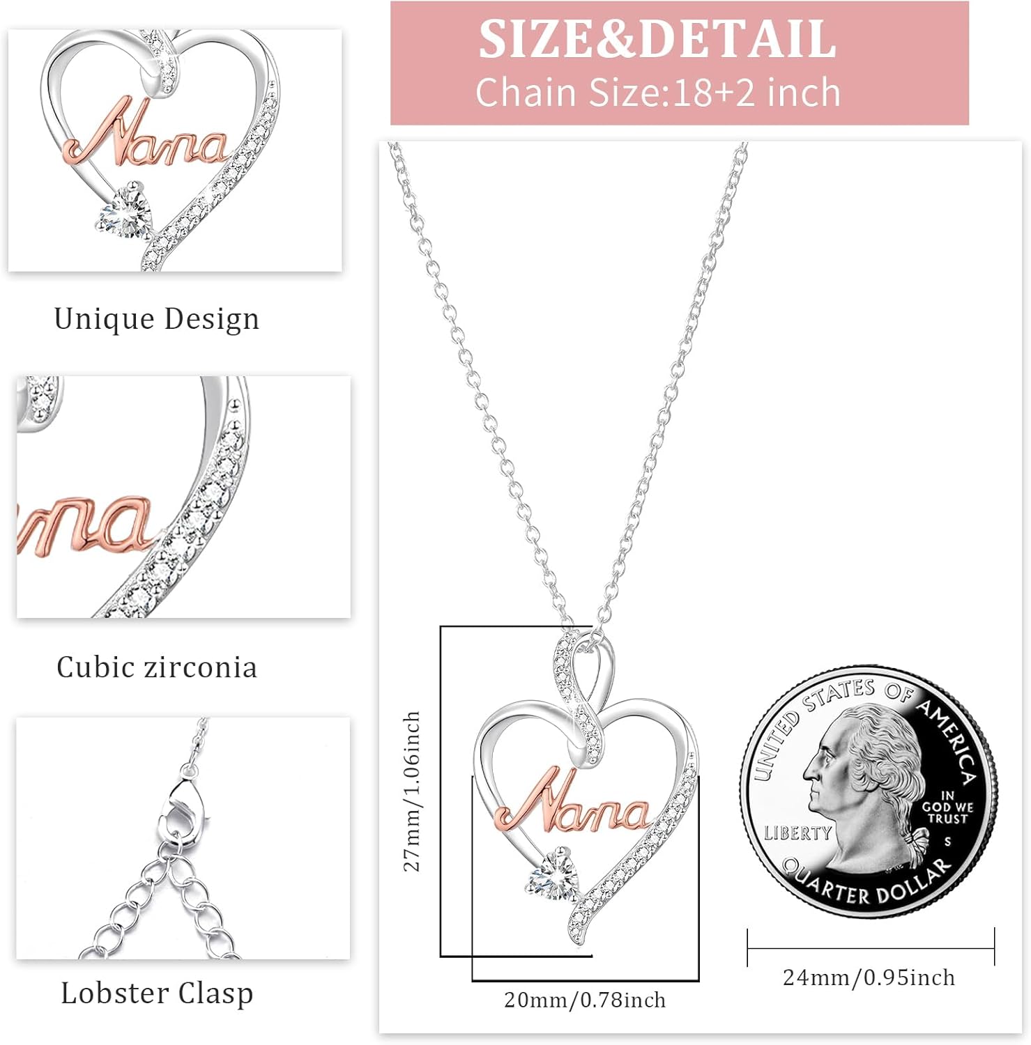 Easter Basket Stuffers - Daughter Nana Grandma/Aunt Heart Infinty Pendant Necklace Jewelry Gifts Birthday Christmas Mother's Day for her Girlfriend Wife - Image 5