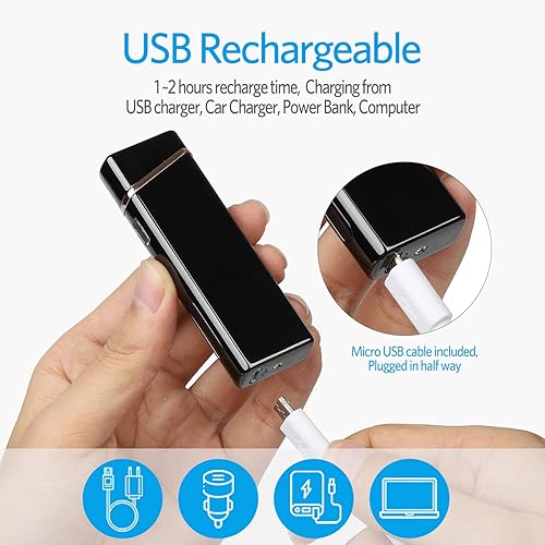 Miniatura 5 de Lighter - Electric Arc Lighter USB Rechargeable Windproof Plasma Lighter with Battery Indicator  S2000 Multichrome