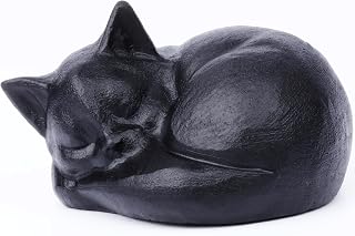 2.1 Inch Black Obsidian Cat Crystal Statue, Healing Crystal Gemstones Decorations, Lucky Cute Kitten Figurines, Black Sleeping Cat Gifts Home Office Desk Decor for Kitten Lovers Woman Men