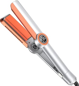Wide Hair Straighteners, 2 in 1 Hair Straightener and Curler, Hair Straighteners and Curlers in One, Ceramic Flat Iron, Titanium Wide Plate with Comb, Dual Voltage for Travel