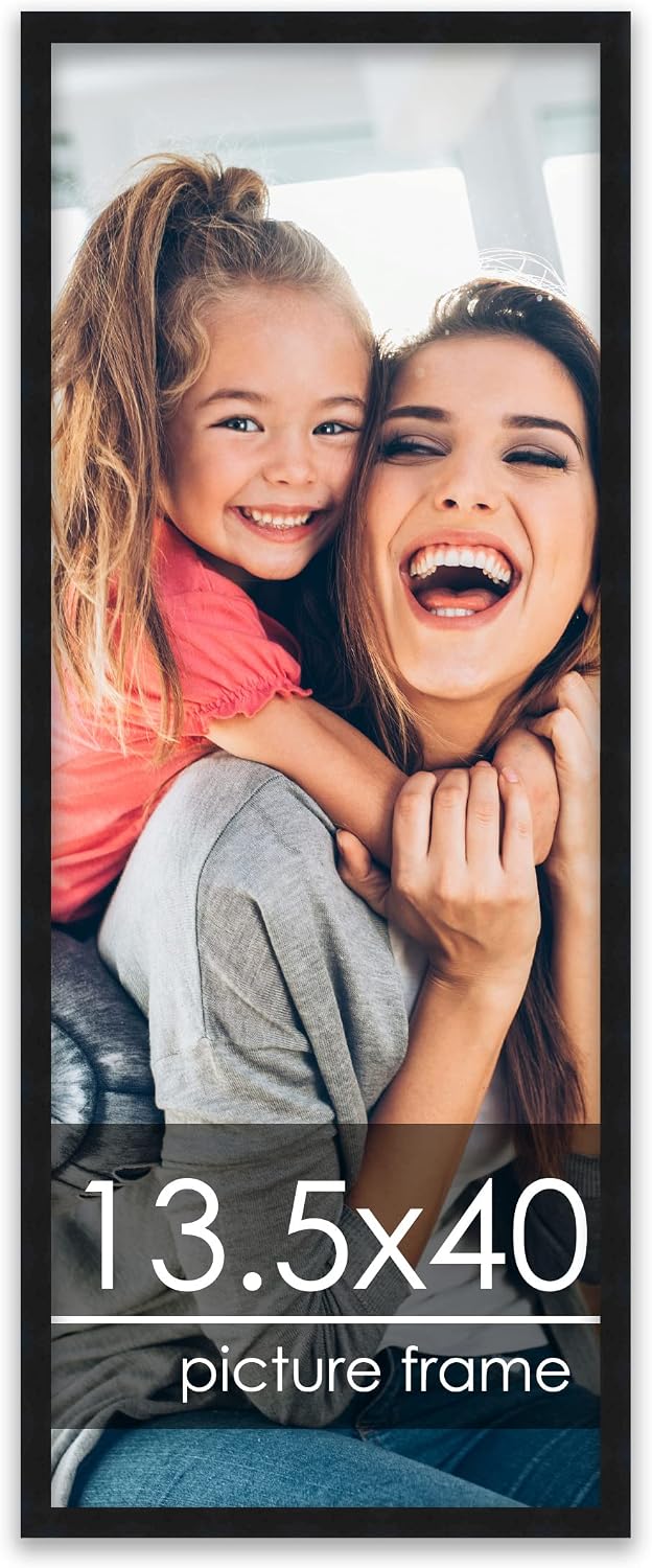 13.5x40 Contemporary Black Wood Picture Panoramic Frame - Picture Frame Includes UV Acrylic, Foam Board Backing, & Hanging Hardware! Panoramic Poster Frame