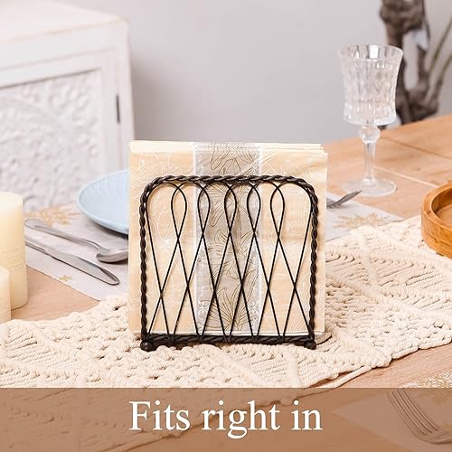 Miniatura 3 de NIKKY HOME Vendimia Entrelazado Metal Servilletero Decorativo Vertical Pañuelo Dispensador - Negro