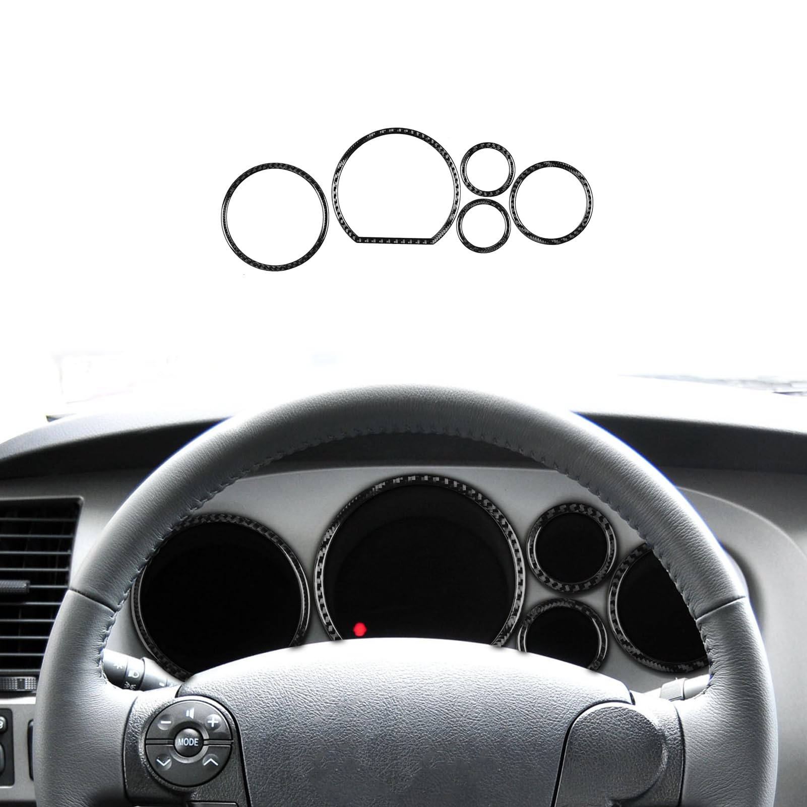 Car Interior Accessories Speedometer Frame Carbon Fiber Trim Sticker Compatible with Toyota Tundra 2007 2008 2009 2010 2011 2012 2013