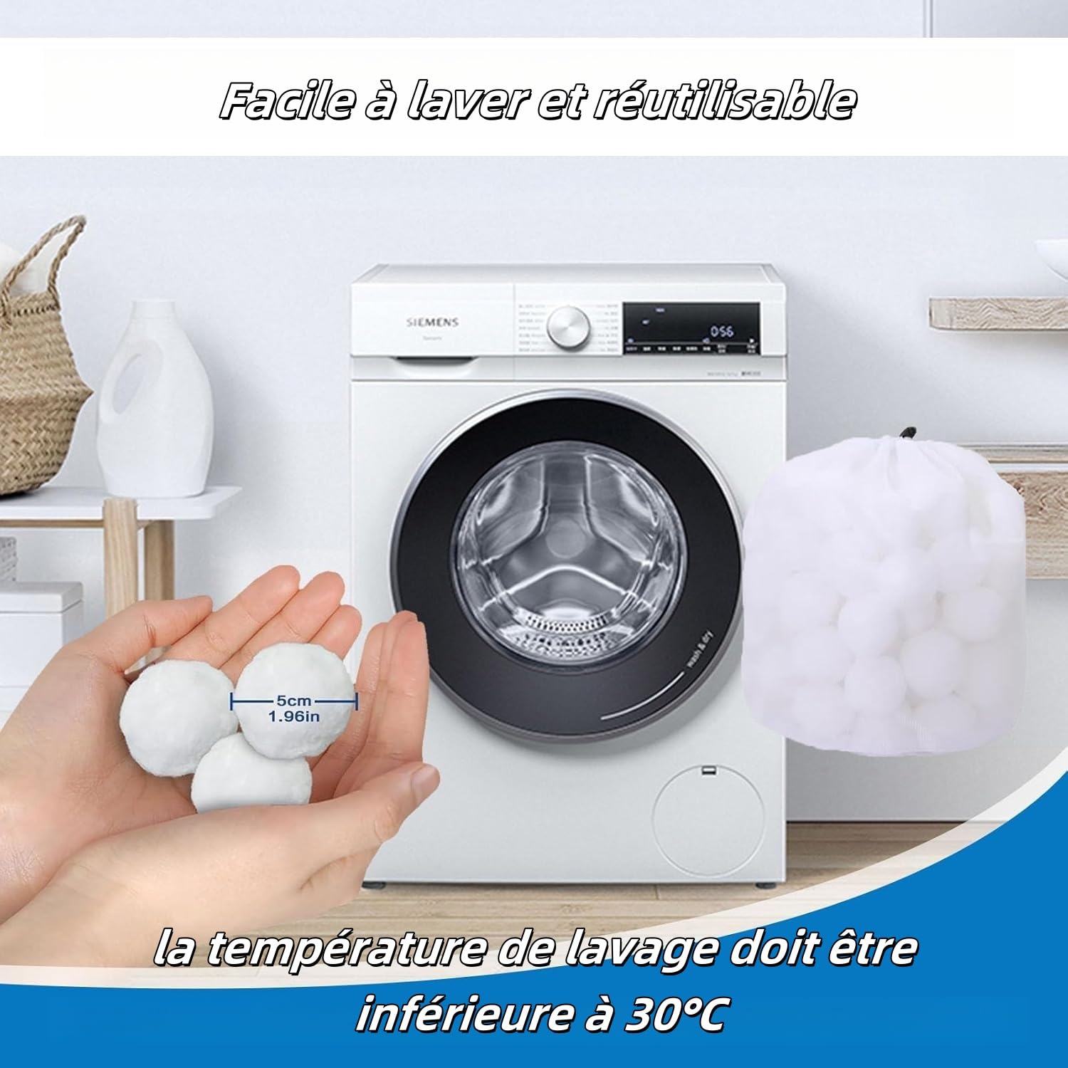 1500g Balle Filtrante Piscine Réutilisables Boule de Coton pour Filtre Piscine Systèmes de Filtration à Sable, Accessoires de Piscine, Nettoyeur de Piscine, Filtre à Sable d'Aquarium