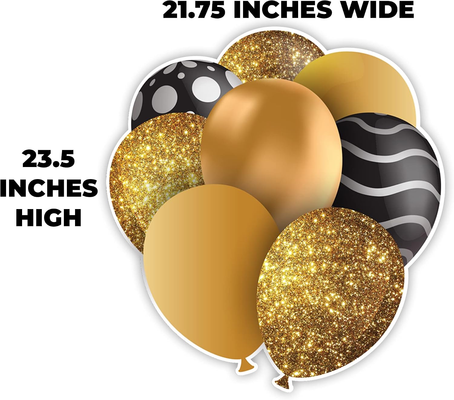 VictoryStore Birthday Yard Decor: 23.5 Inch Balloon Bouquets EZ Filler Yard Cards Set, Mirrored Birthday Balloon Yard Signs with Stakes (2, Gold)
