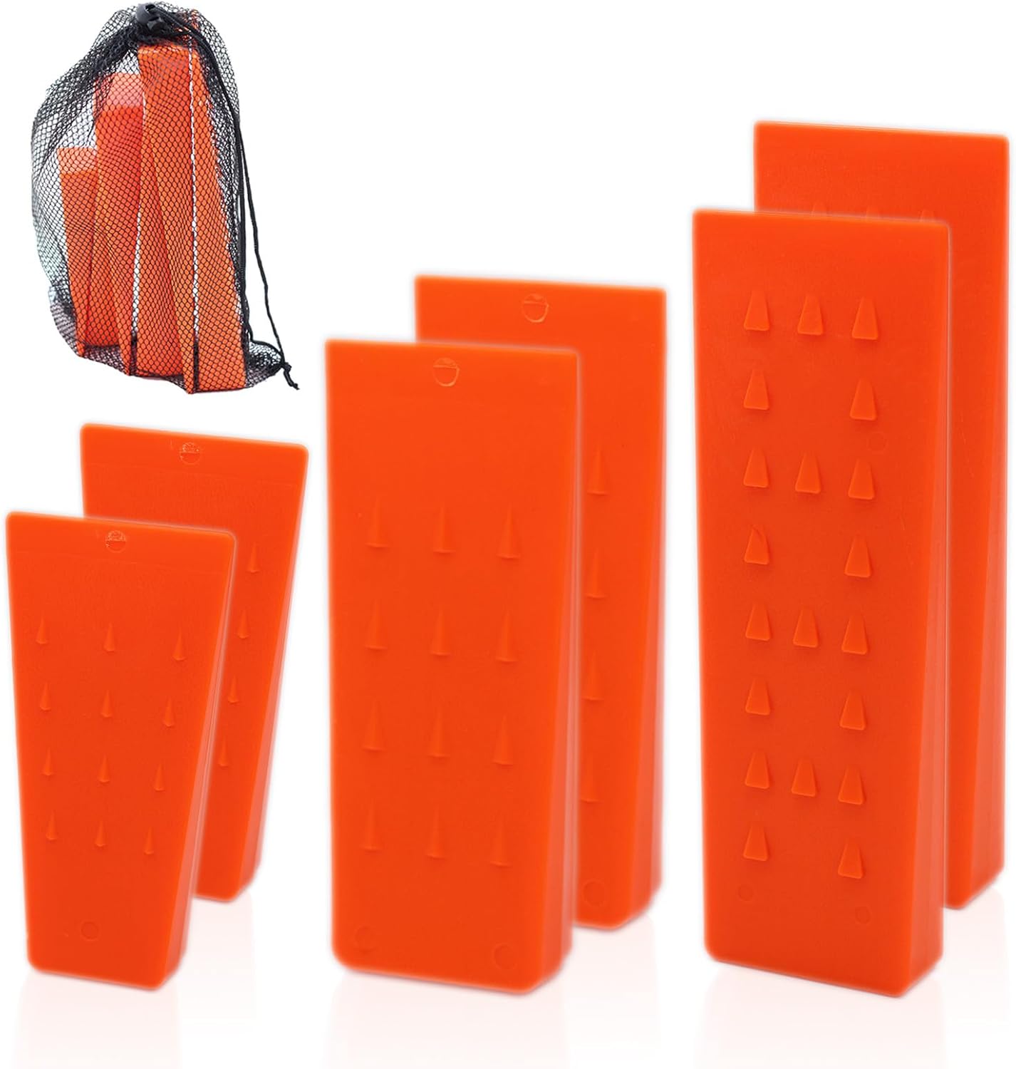 kuzuryu 6pcs Tree Felling Wedges for Chainsaw Safety - ABS Plastic Logging Tools with Anti-Slip Teeth, 3 Sizes (5.5/8/10 Inch) & Mesh Bag