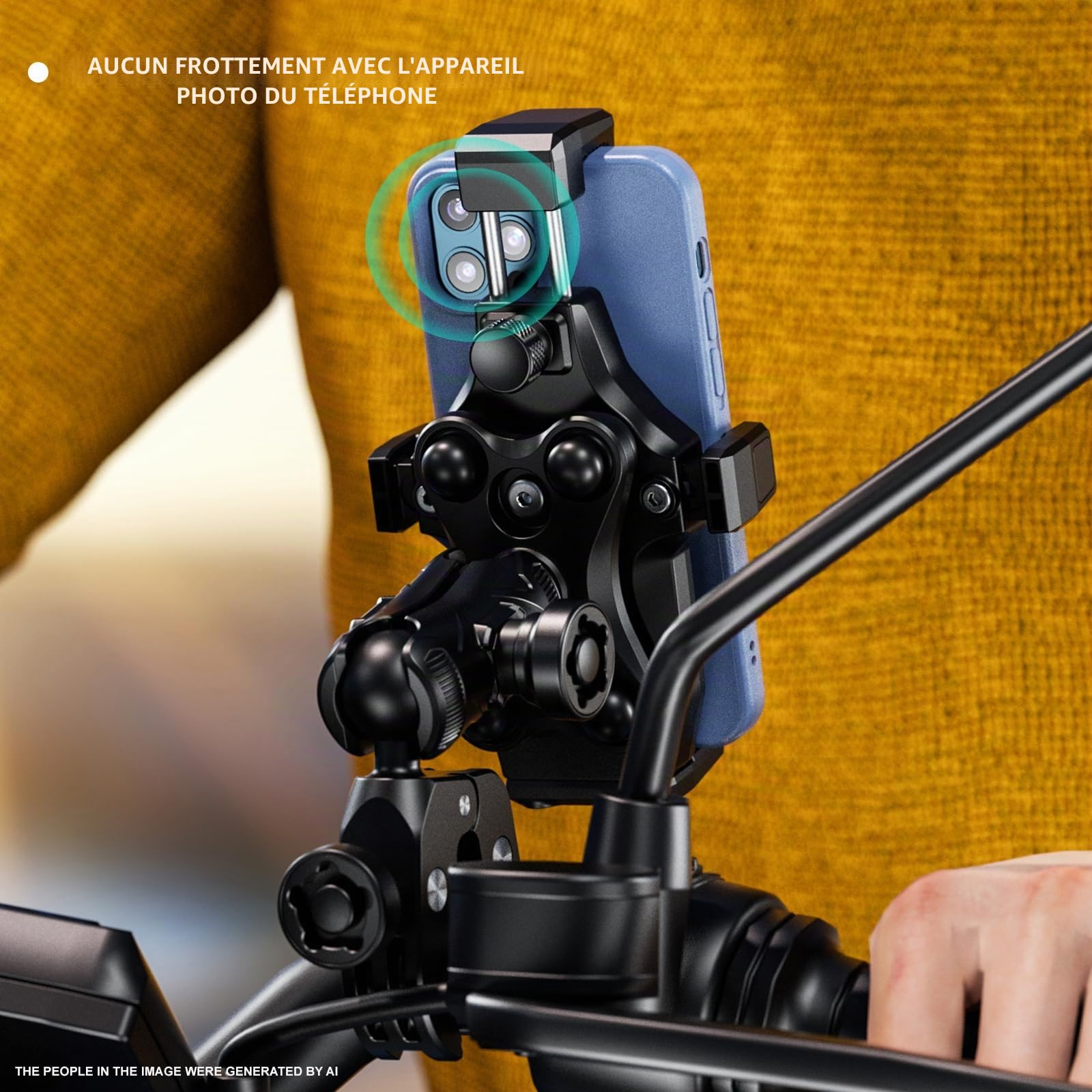iMESTOU Anti-Vibration Téléphone Moto Mount 1 "Ball Handlebar Bike Mobike Holder Anti-Theft 360 ° de Rotation Universellement Compatible avec 4,7 "-7,2" Smartphones Max. 20mm d'épaisseur