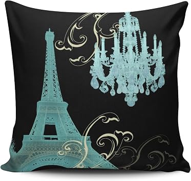 Custom Fashion Home Decor Pillowcase Teal Chandelier Vintage Paris Square Throw Pillow Cover Cushion Case 18x18 Inches One Sided Print