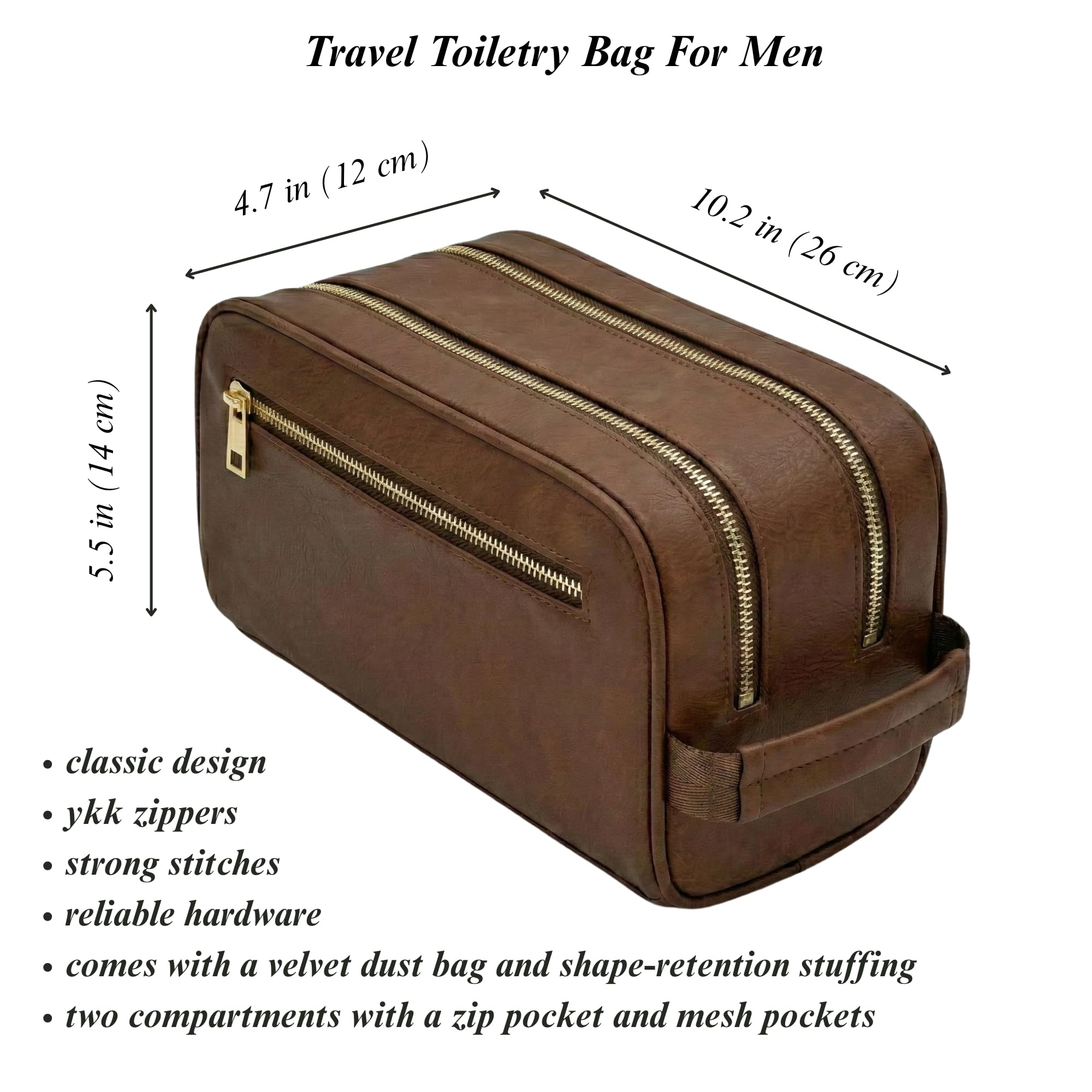 Travel Dopp Gift cosmetico di alta qualità Classic Toiletry Borsa a mano grande capacità due scomparti cerniere YKK impermeabili borchie inferiori tasche in rete organizzatore durevole