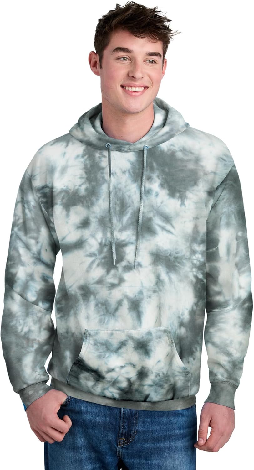 Port & Company Crystal Tie-Dye Pullover Hoodie PC144-Grey-S