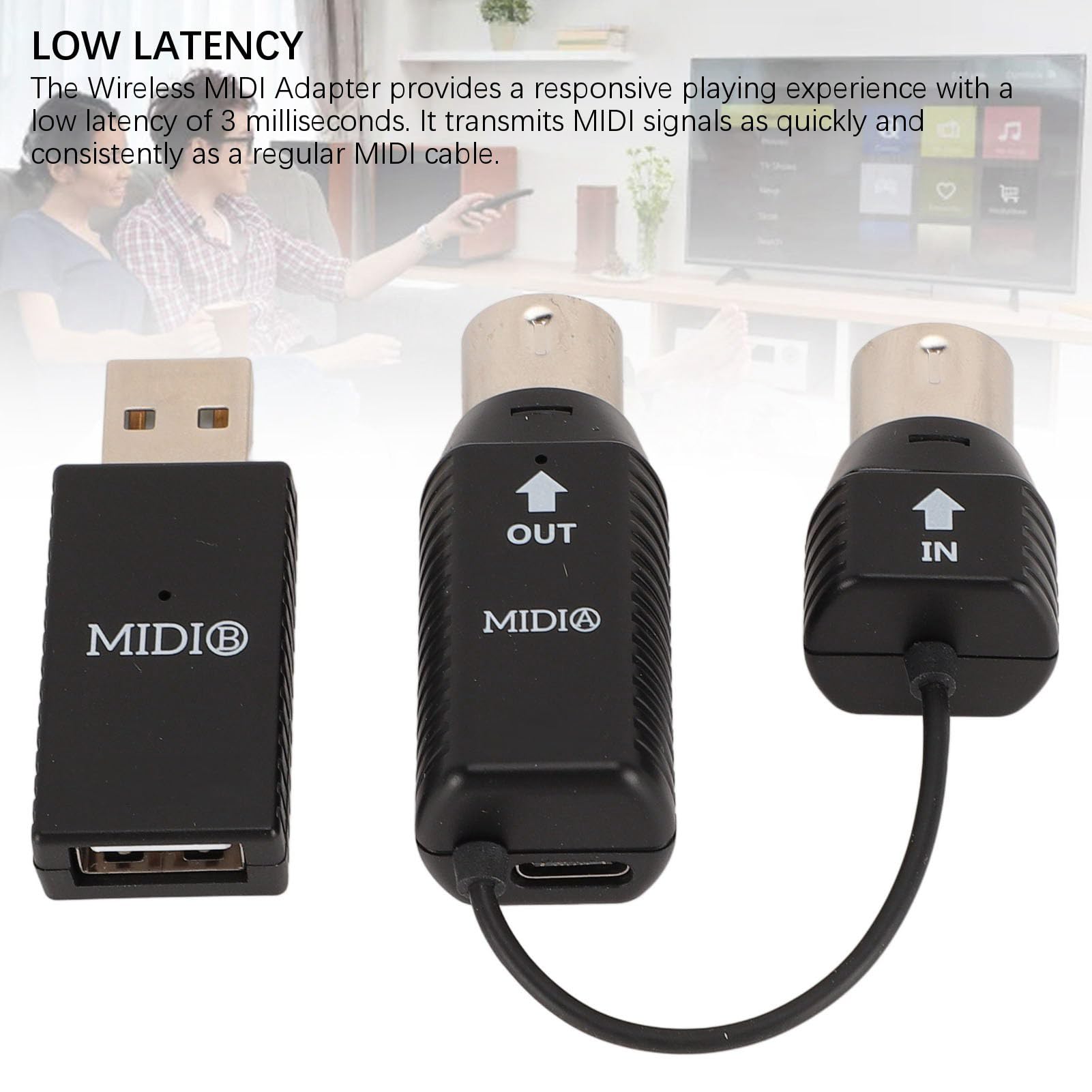 Reaktionsschneller Kabelloser MIDI-Adapter, Geringe Latenz, 3 Ms Übertragung, Kompatibel mit IOS, OS X,