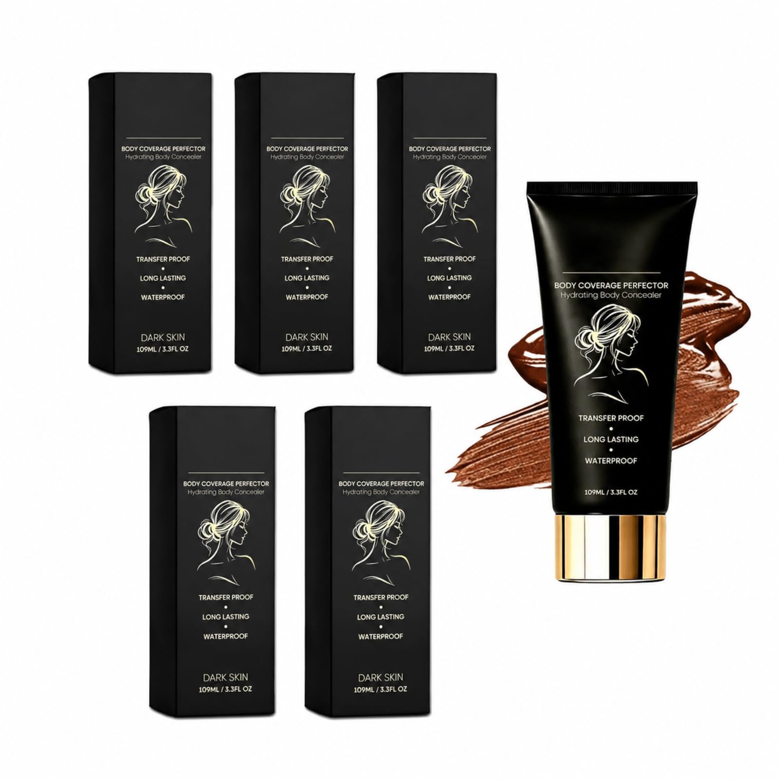 Foundation Legs Waterproof Leg Makeup with Brush, Flawless Body Concealer Cream Waterproof Leg Cream, Body Coverage Perfector Long-Lasting Sweat-Proof Coverage Concealer