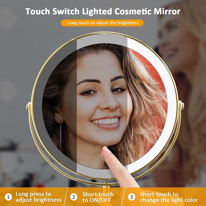 Espejo de Maquillaje Recargable con Luz LED 8 pulgadas miniatura 3