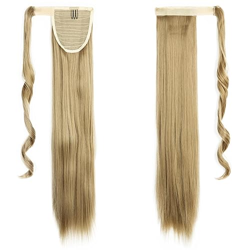 Miniatura 2 de OMGREAT Extensión de cola de caballo de 24 pulgadas, extensiones de cabello largo y lacio para mujer, cola de caballo sintética envolvente