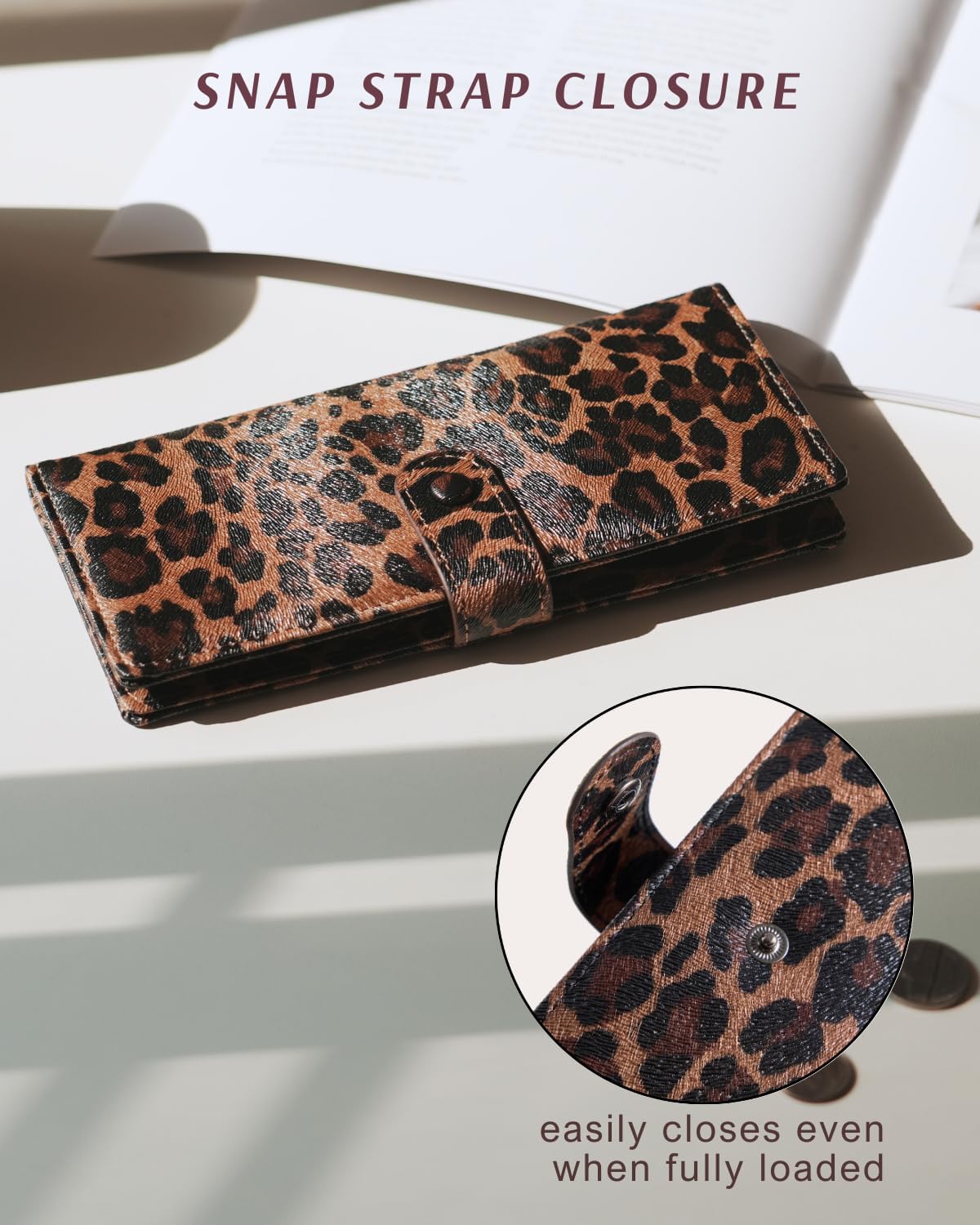 Slim Wallet Women RFID Blocking Vegan Leather Bifold Clutch Wallet Credit Card Holder with 2 ID Windows & Zip Pocket