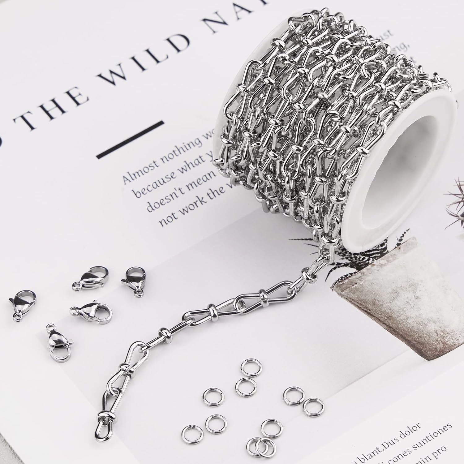SMYHTGLIF 6.5 Feet Silver Stainless Steel Chain for Jewelry Making image 3