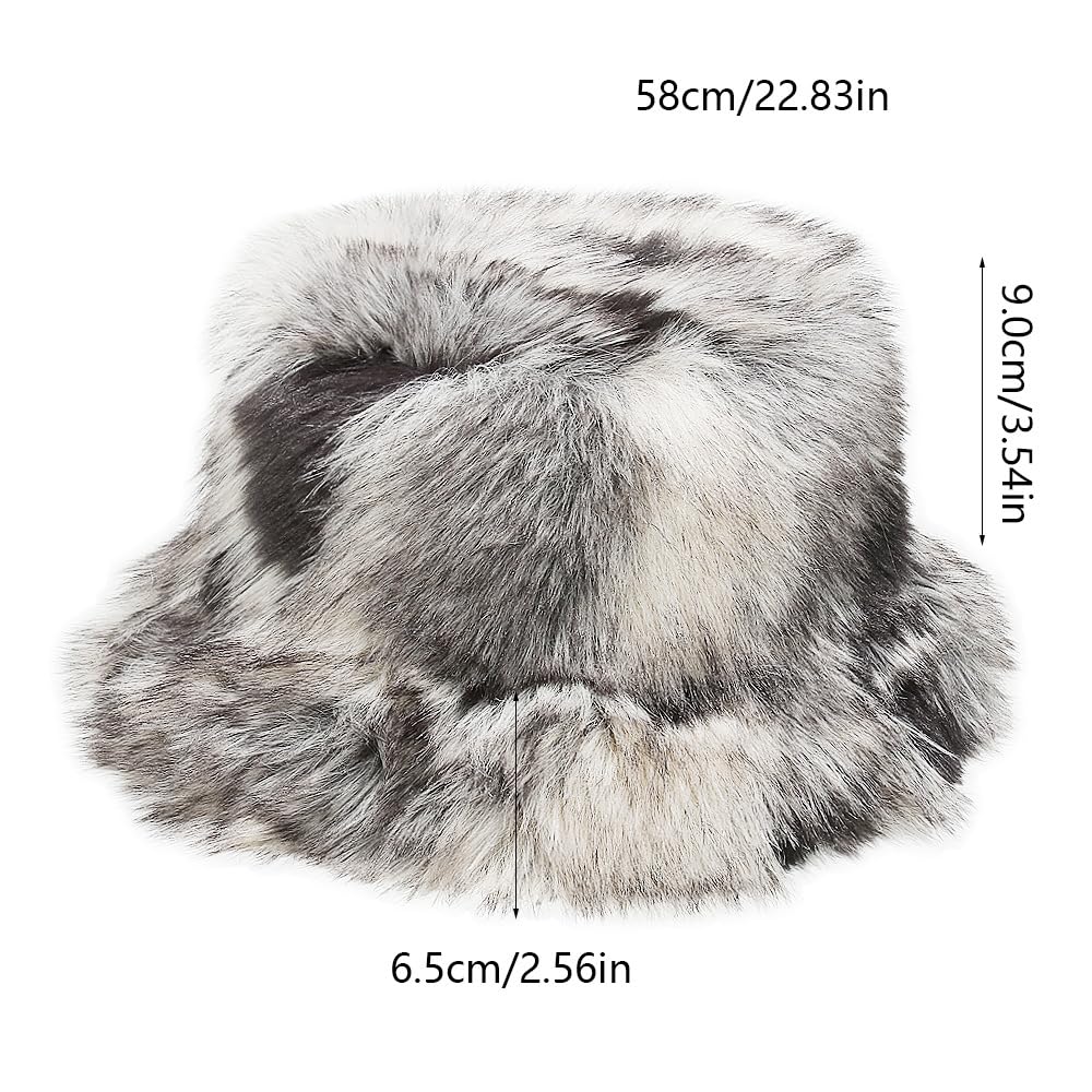 Gorro de Invierno, Sombrero de Pescador Invierno for Mujer, Piel sintética, Esponjoso y Degradado, Suave cálido(A)