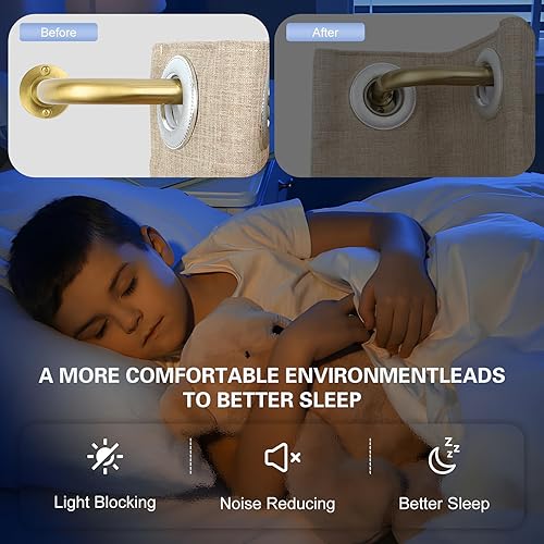 Miniatura 3 de Barras de cortina doradas envolventes, barras de cortina doradas para ventanas de 48 a 84 pulgadas (4-7 pies), barra de cortina opaca ajustable,